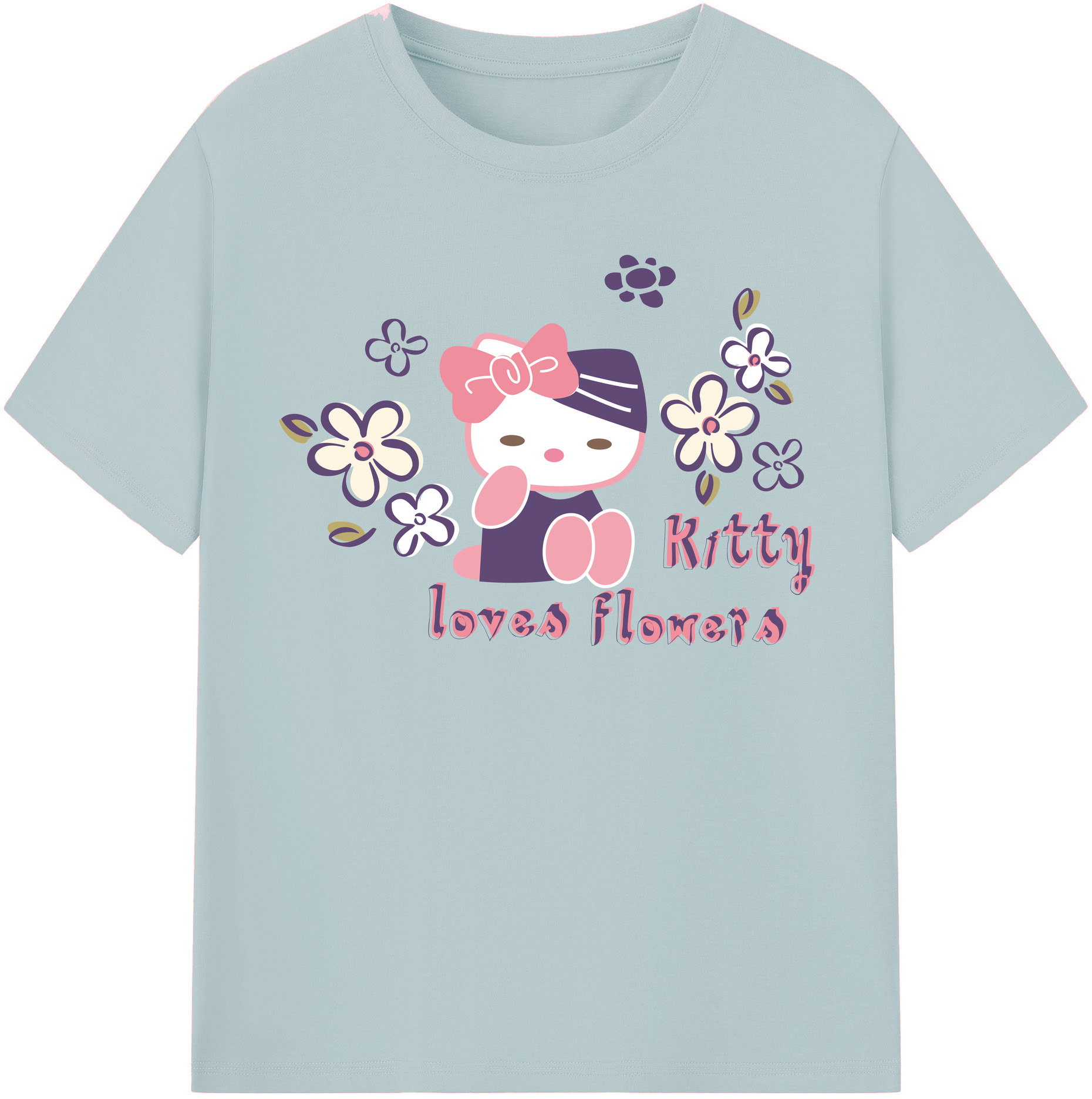 （画像用） Hello Kitty ハローキティ 綿100％半袖Tシャツ（フロントプリント）